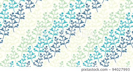 Multi leaves twigs tiny trees on white vector seamless pattern with hand drawn elements.  94027993