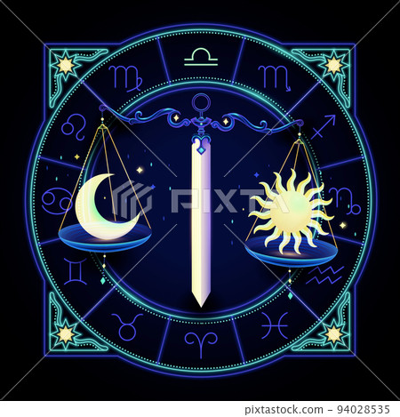 Neon zodiac sign of Libra 94028535