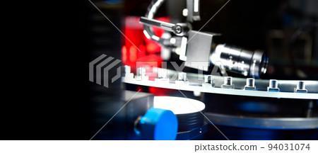 High-quality control in manufacturing optical sorting machine for fasteners nuts in product line, copy space 94031074