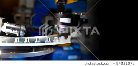 High-quality control in manufacturing optical sorting machine for fasteners nuts in product line, copy space 94031075