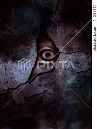 Eyes peeking through a crack in the wall Open red 94031512