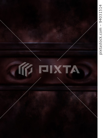 Eyes peeking through the gap downward red 94031514