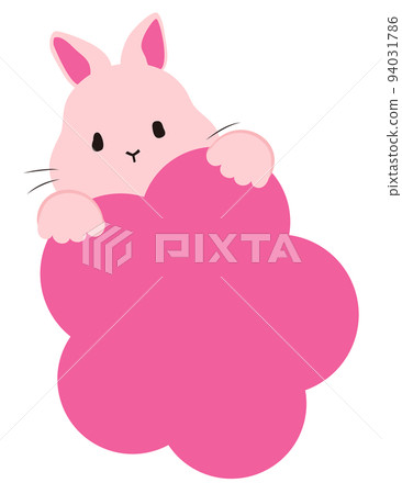 賀年片素材 兔子抱梅花標籤 無文字 賀年片素材 兔子抱梅花標籤 無文字 94031786