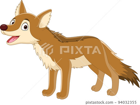 Cartoon brown wolf on white background 94032355