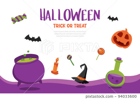Halloween greeting cards background. Halloween illustration template for banner, poster, flyer, sale, and all design. 94033600