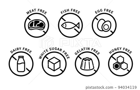Vegan food label icon set Vegan food label icon set 94034119