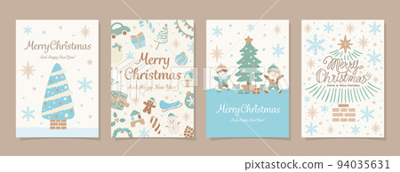 Natural and cute hand-drawn Christmas holiday card set_White Christmas 94035631