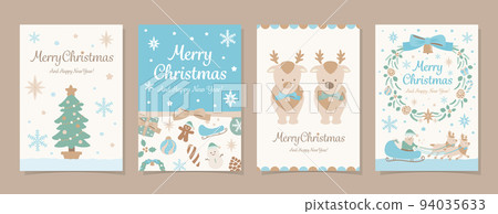 Natural and cute hand-drawn Christmas holiday card set_White Christmas 2 94035633