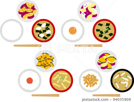 Rice, miso soup and sweet potato top 94035909