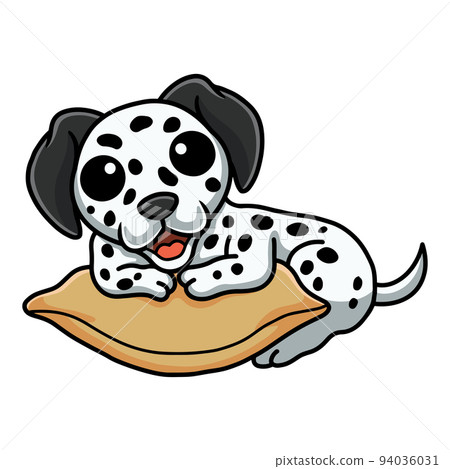 Cute dalmatian dog cartoon on the pillow Cute dalmatian dog cartoon on the pillow 94036031