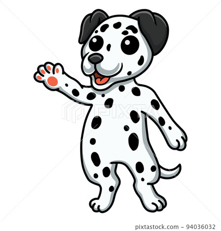 Cute dalmatian dog cartoon waving hand Cute dalmatian dog cartoon waving hand 94036032