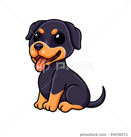 Cute little rottweiler dog cartoon	 94036071