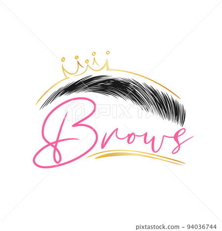 Eyebrows, handwritten inscription, beautiful logo for beauty masters in gold Eyebrows, handwritten inscription, beautiful logo for beauty masters in gold 94036744