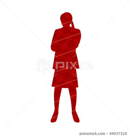 Silhouette illustration of an angry business woman check pattern 94037328