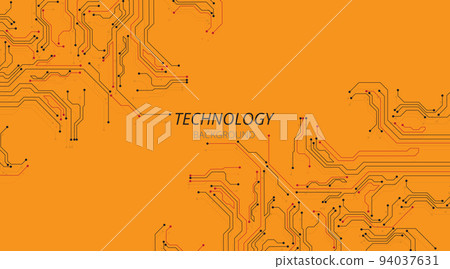 Technology circuit diagram on yellow background. 94037631