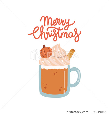Merry Christmas warm drink cozy winter vector 94039083