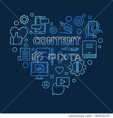Content Heart vector blue concept linear illustration Content Heart vector blue concept linear illustration 94039207