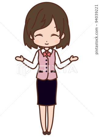 Guide woman (whole body), selection, comparison, raise both hands / suit, young, OL [1] 94039221