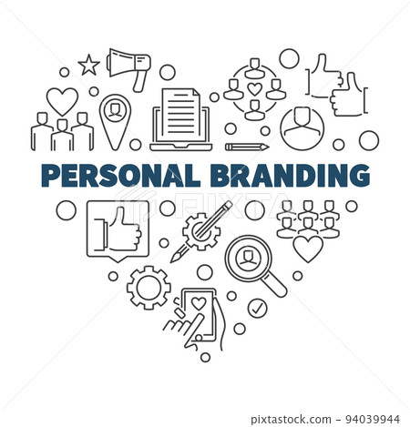 Personal Branding Heart vector concept thin line illustration Personal Branding Heart vector concept thin line illustration 94039944