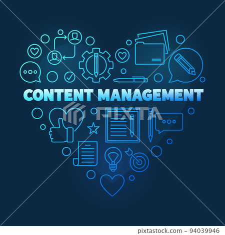 Content Management Heart vector line blue illustration Content Management Heart vector line blue illustration 94039946