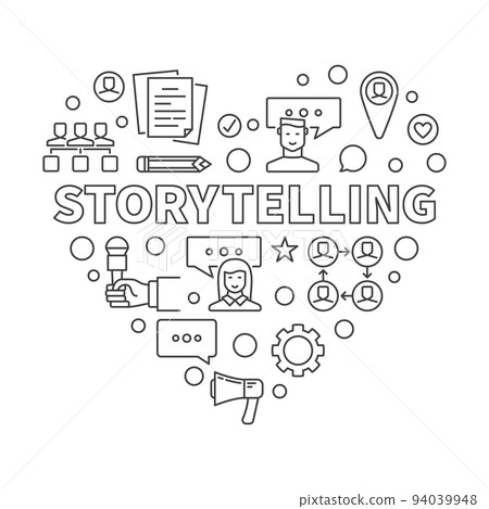 Storytelling vector concept heart illustration in outline style Storytelling vector concept heart illustration in outline style 94039948