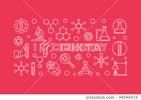 I Love Chemistry banner. Vector Chemical line illustration 94040419