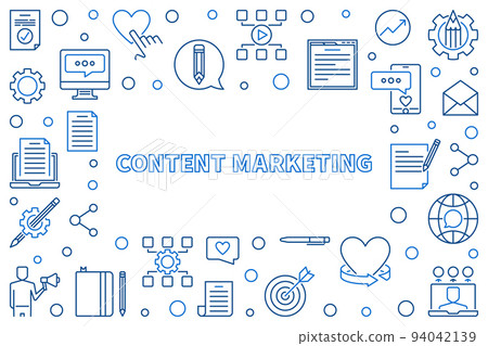 Content Marketing vector concept blue thin line... - Stock Illustration ...