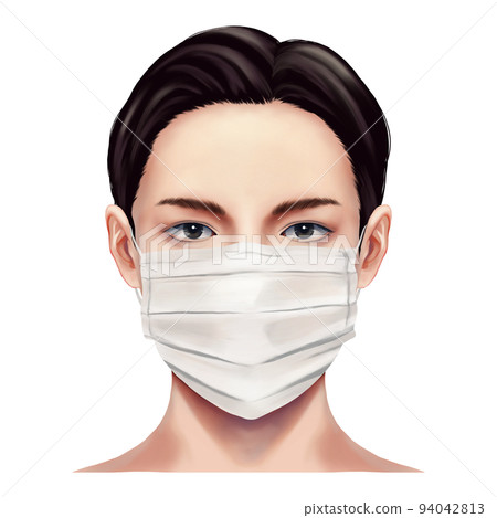 一個戴著面具的男人的正面插圖光柵材料 94042813