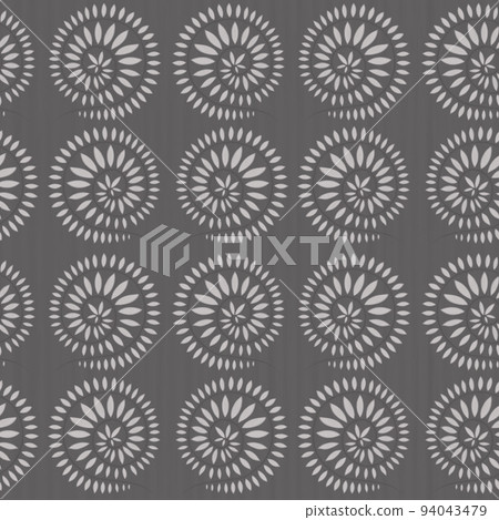 Silver colored oil painting floral seamless pattern. Hand drawn circle twigs with leaves on textured background.  94043479