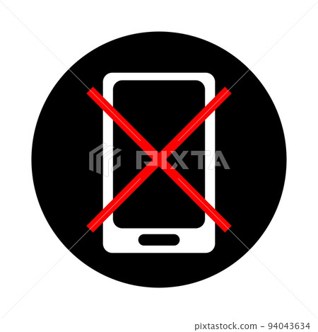 No phone usage allowed icon, flat style, white on black, isolated on white background No phone usage allowed icon, flat style, white on black, isolated on white background 94043634