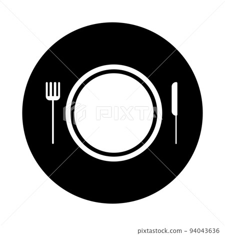 Eating, catering, food icon sign, white on black, isolated on white background Eating, catering, food icon sign, white on black, isolated on white background 94043636