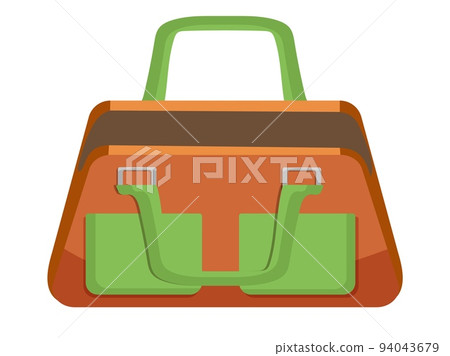 Orange and green empty open sport bag isolated on white background 94043679