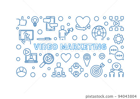 Video Marketing content vector thin line... - Stock Illustration ...
