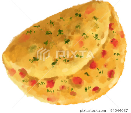Egg omlette breakfast fried egg with carrot spinash mushroom topping watercolor hand painting illustration Egg omlette breakfast fried egg with carrot spinash mushroom topping watercolor hand painting illustration 94044087