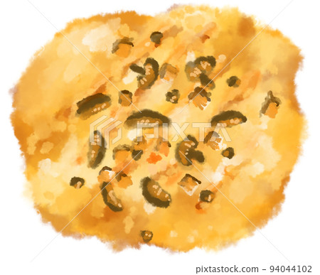 Egg omlette breakfast fried egg with carrot spinash mushroom topping watercolor hand painting illustration 94044102