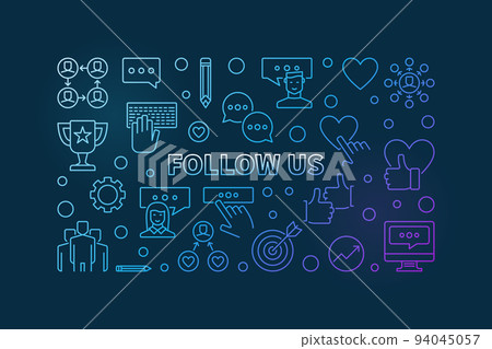 Follow US vector colorful concept linear horizontal illustration Follow US vector colorful concept linear horizontal illustration 94045057