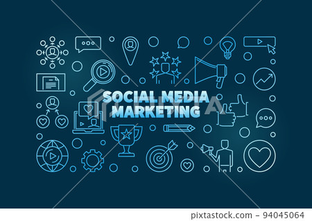 Social Media Marketing vector blue linear horizontal banner Social Media Marketing vector blue linear horizontal banner 94045064
