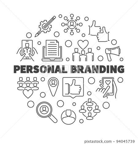 Personal Branding vector round outline illustration or banner 94045739