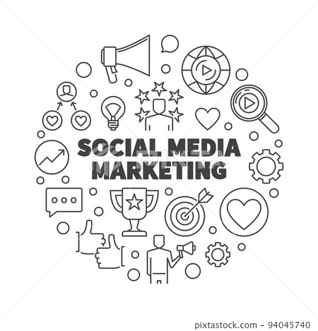 Social Media Marketing vector round outline illustration Social Media Marketing vector round outline illustration 94045740