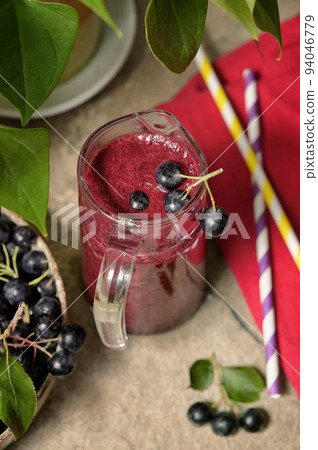 Smoothie Black Chokeberry Berries Aronia Smoothie Black Chokeberry Berries Aronia 94046779