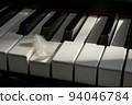 White Feather touching keyboard of piano 94046784