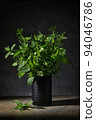 Fresh Green Mint in Black Tin Can 94046786