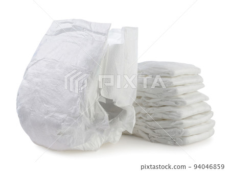Baby diapers close-up on a white background. 94046859