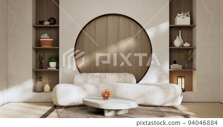 sofa and decoration japanese on Modern room interior wabisabi style.3D rendering 94046884