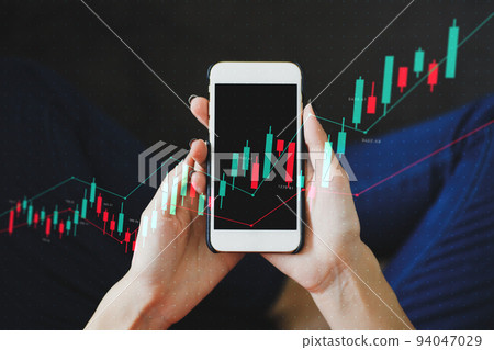 smartphone and stock graph smartphone and stock graph 94047029