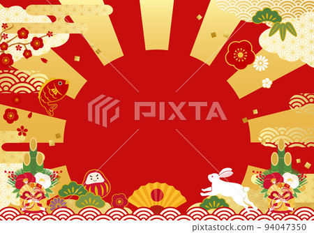 2023 New Year's First Sunrise and Lucky Vector Illustration Background (Sale, Hatsuuri, Banner, Poster) 94047350