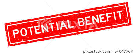 Grunge Red Potential Benefit Word Square Rubber - Stock Illustration 