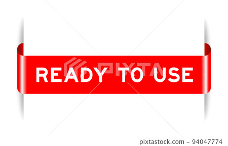 Red color inserted label banner with word ready to use on white background Red color inserted label banner with word ready to use on white background 94047774