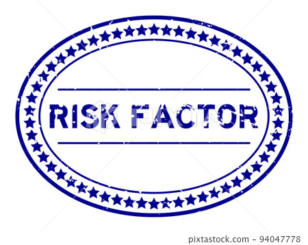 Grunge blue risk factor word oval rubber seal stamp on white background 94047778