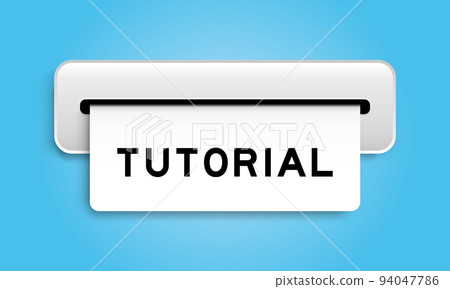 White coupon banner with word tutorial from machine on blue color background White coupon banner with word tutorial from machine on blue color background 94047786